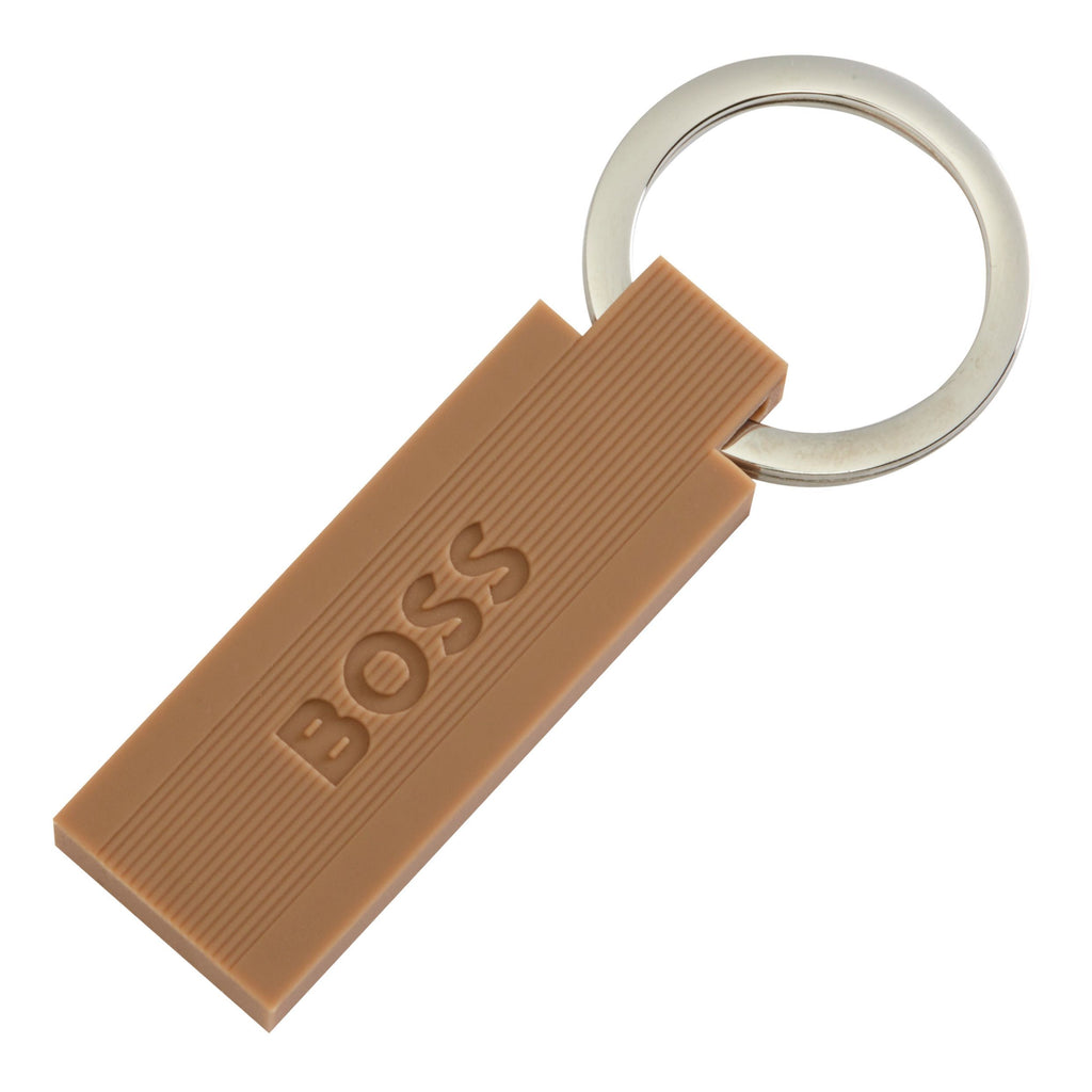BOSS Men's Camel silicon key ring with Stainless Steel ring Edge Iconic