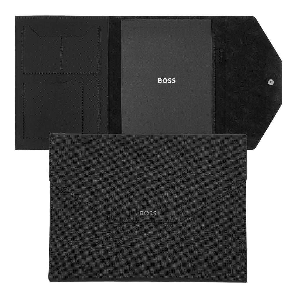 Men's envelope folder BOSS Black A4 Folder Rive with metal logo