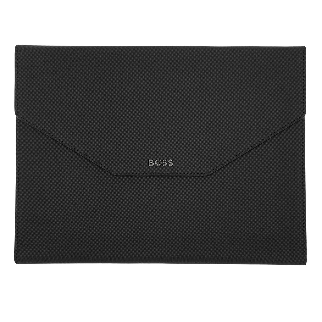Men's envelope file folder BOSS Black A5 Folder Rive in grid texture 