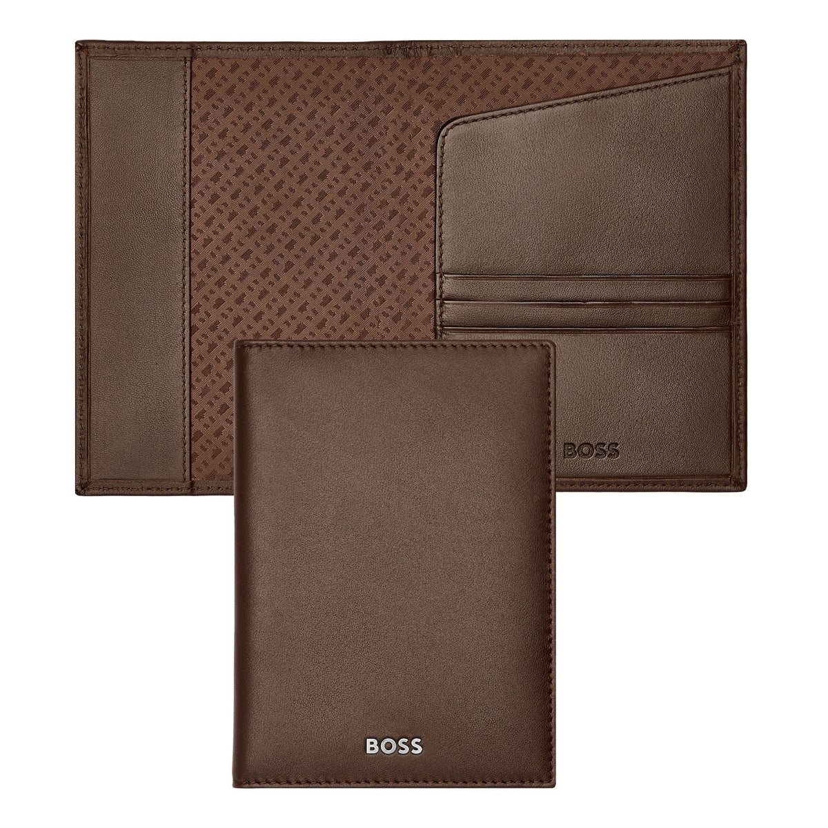 Men's wallets HUGO BOSS Smooth Brown Leather Passport holder Classic