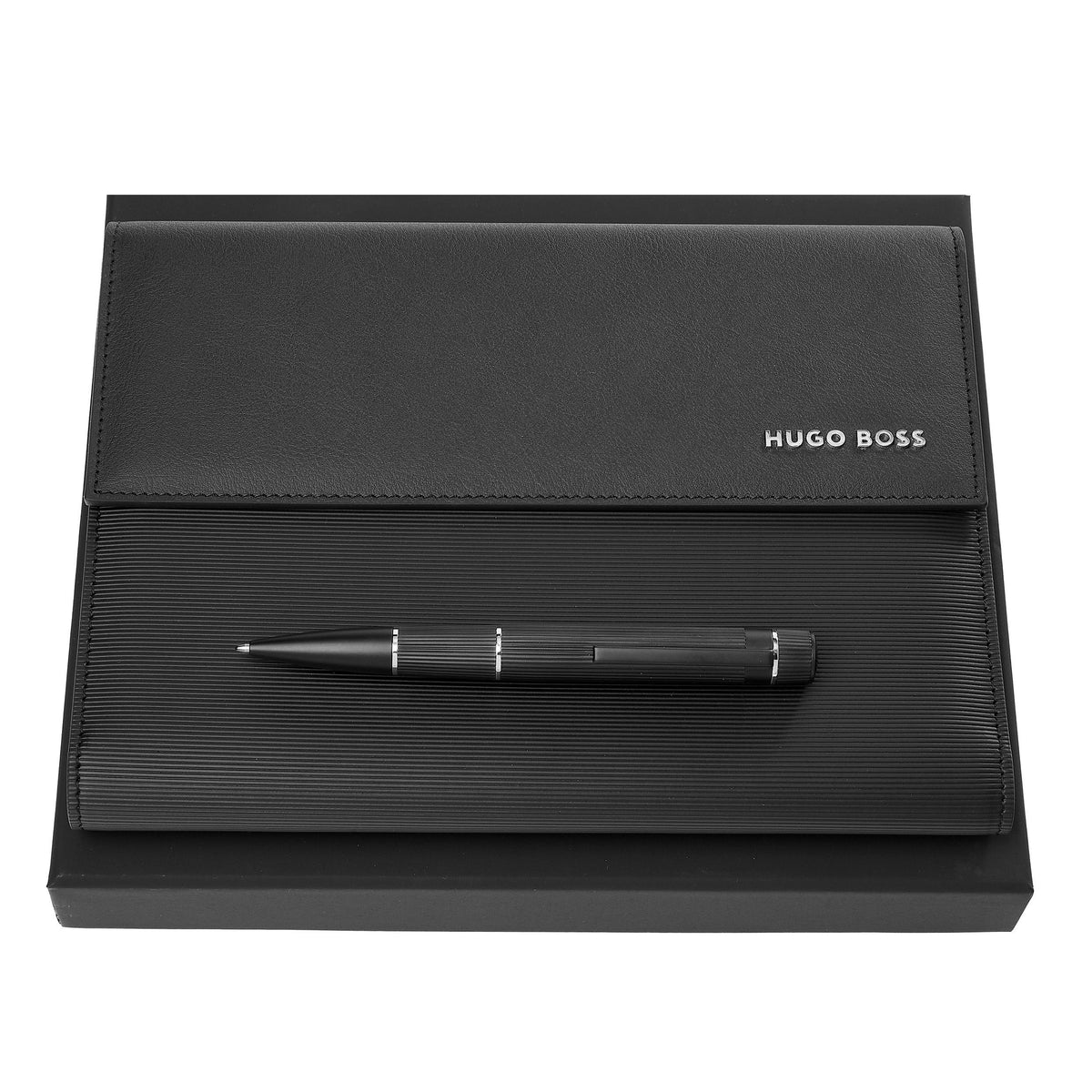Office sets HUGO BOSS trendy black ballpoint pen & A5 folder