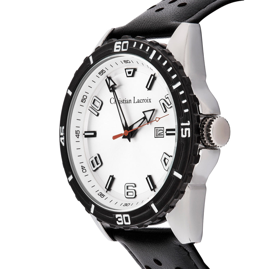 Men's quartz watches CHRISTIAN LACROIX Black & Chrome Date watch SOL