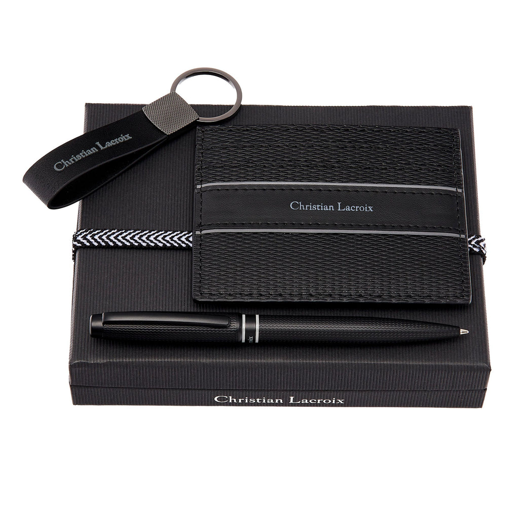 CHRISTIAN LACROIX Black Card wallet, Key ring & Ballpoint pen Caprio