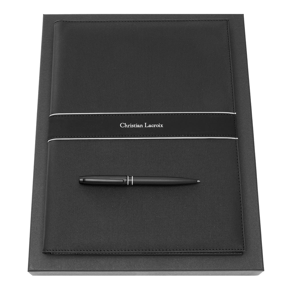 Best gift sets CHRISTIAN LACROIX Black ballpoint pen & A4 folder Caprio