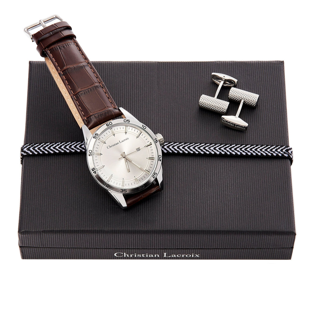 Men's exquisite gift set CHRISTIAN LACROIX luxury watch & cufflinks