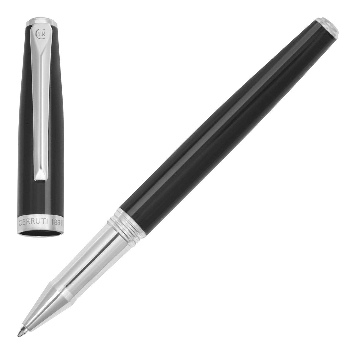 CERRUTI 1881 black Rollerball pen Islington with chrome-plated