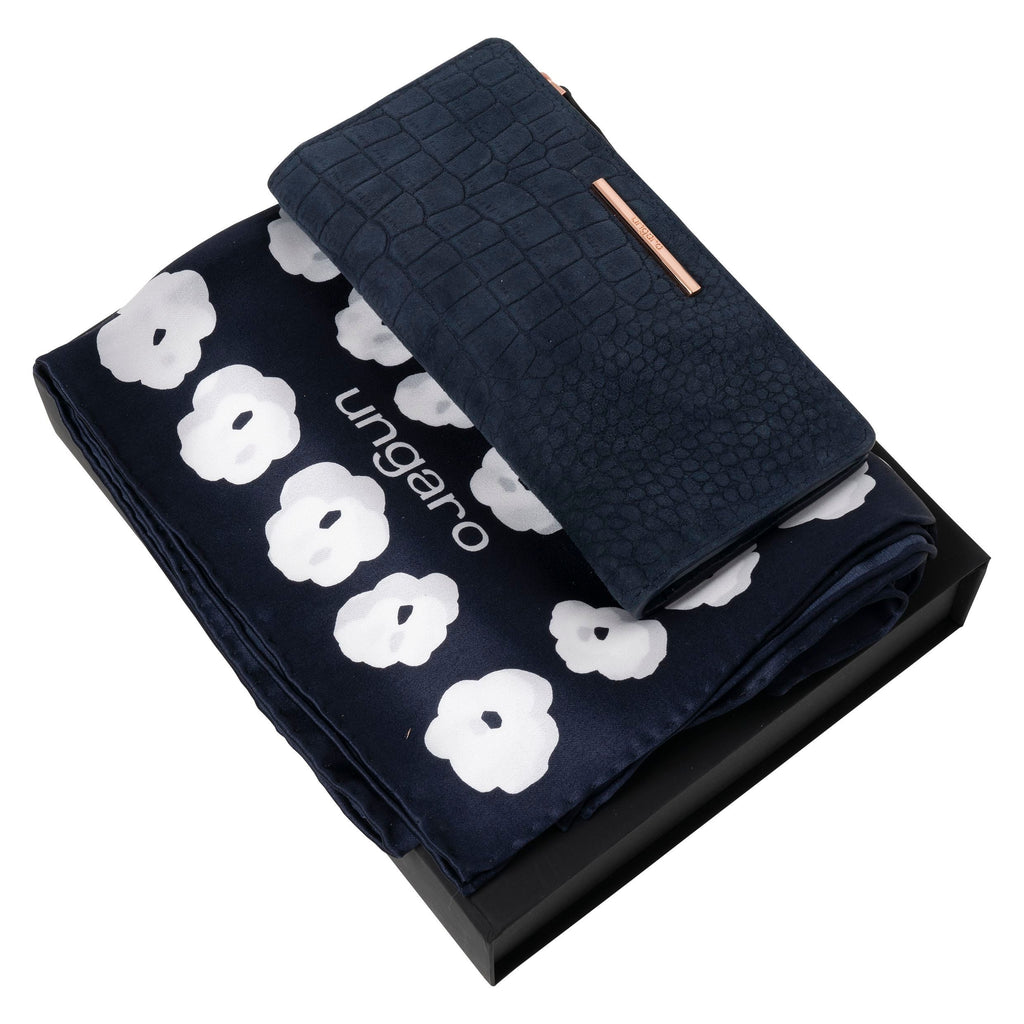  Designer gift sets for her Ungaro navy lady purse & silk scarf Giada 