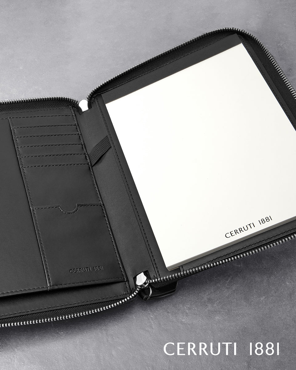 Mens designer folders Cerruti 1881 black conference folder Regent