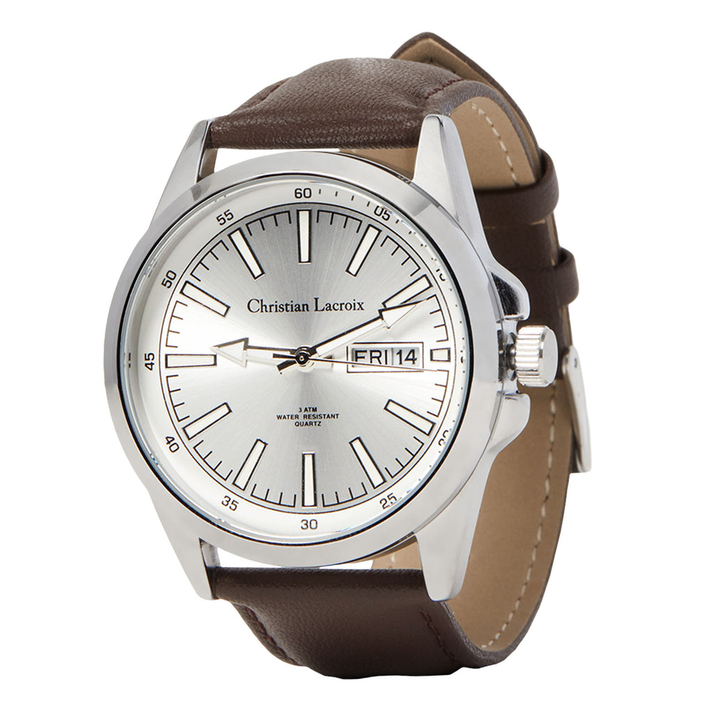   Christian Lacroix designer watches with date in brown strap ALTER 