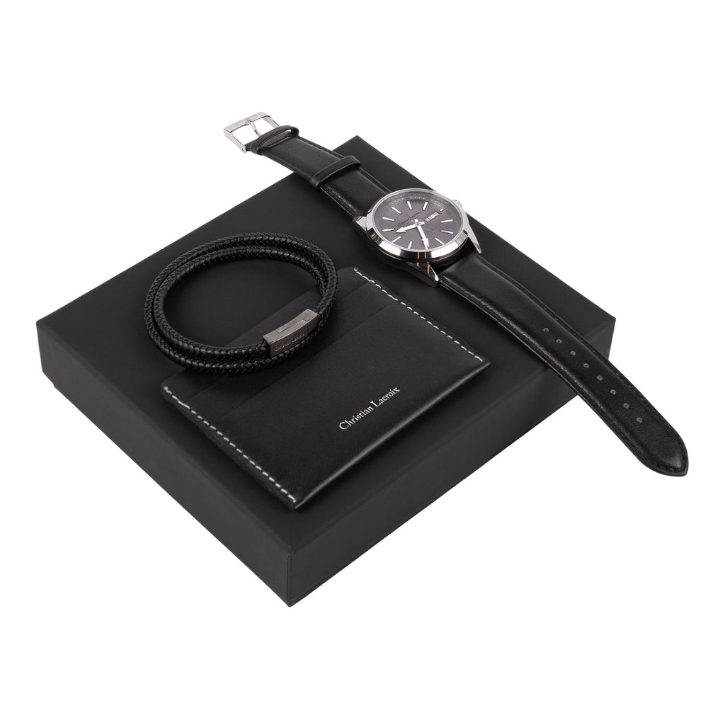 Christian Lacroix Set ALTER Black | Card holder, Watch & Bracelet