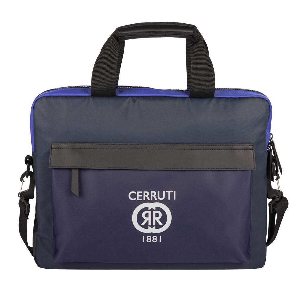  Men's trendy handbags Cerruti 1881 Navy Bright Blue Document bag BRICK