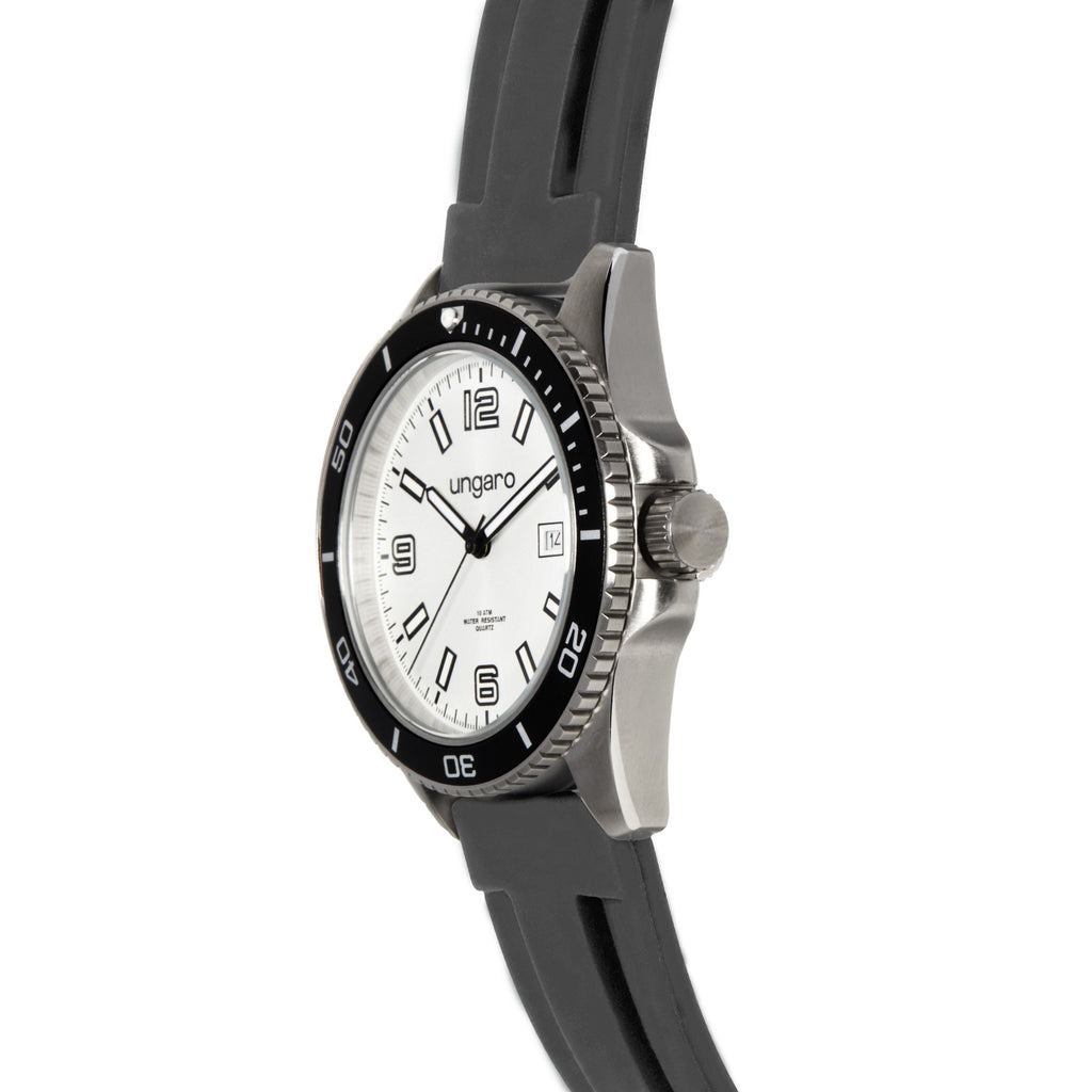  Luxury watches for men Ungaro fashion date watch in grey rubber strap