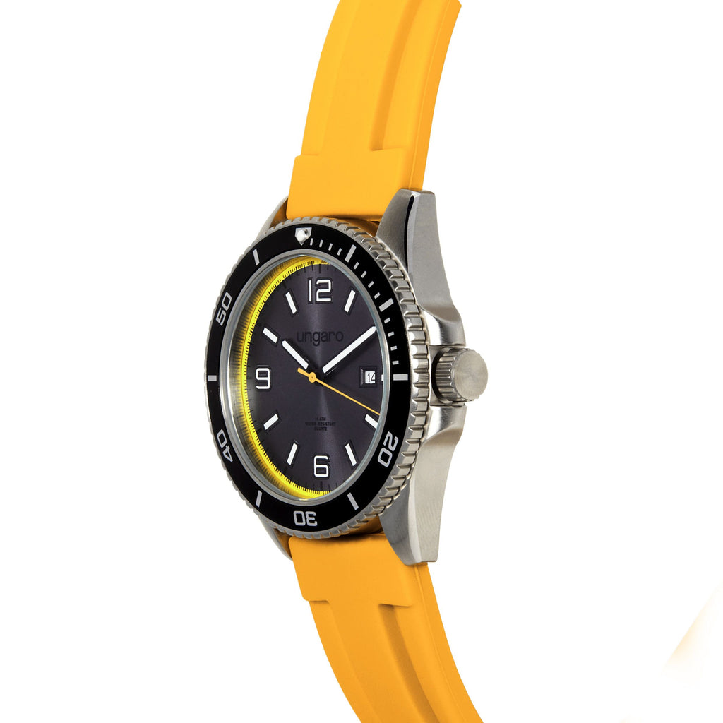  Men's luxury watches Ungaro date watch Milo in yellow rubber strap