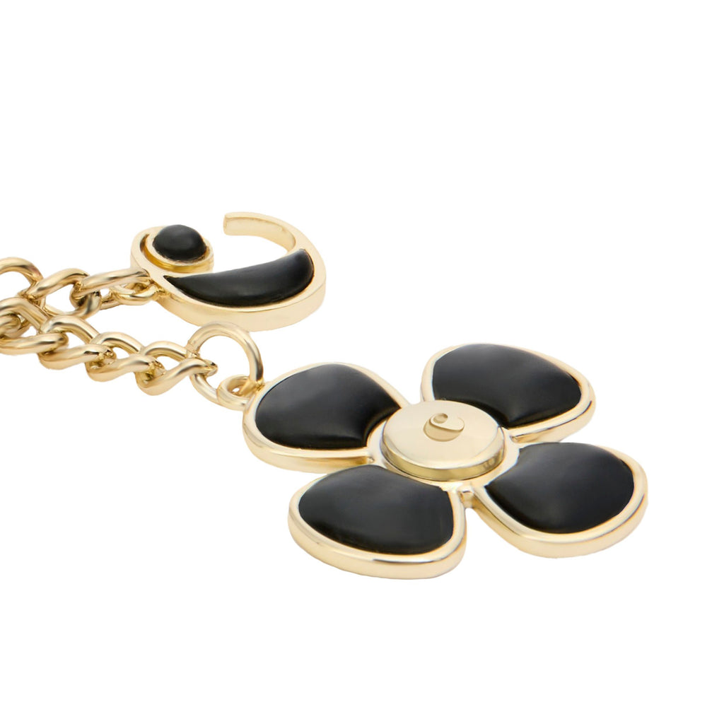 CACHAREL gold-plated key ring Vivienne with black rubberized fittings