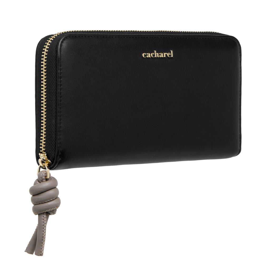 Women's wallets CACHAREL Black Travel wallet Apolline with gold logo