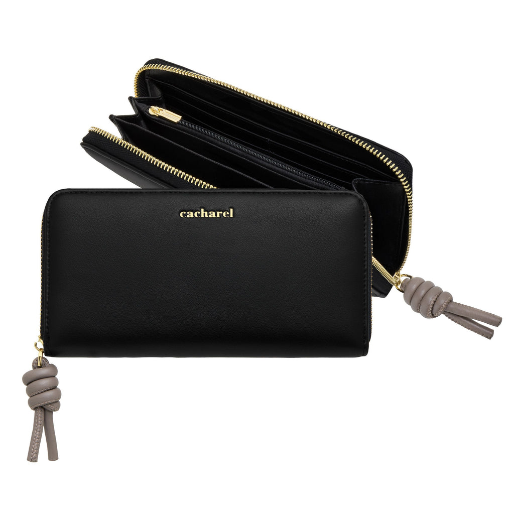 Women's wallets CACHAREL Black Travel wallet Apolline with gold logo