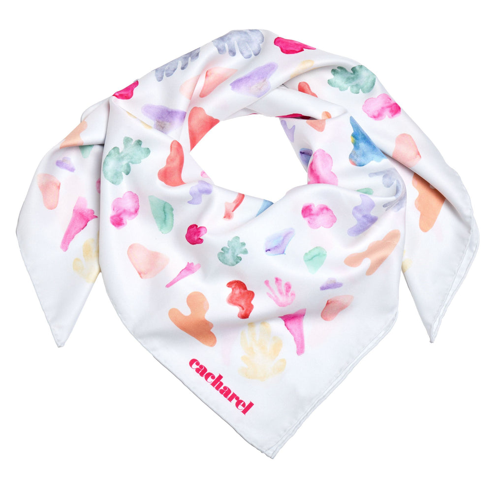 CACHAREL White Scarf Apolline with repeated florist pattern