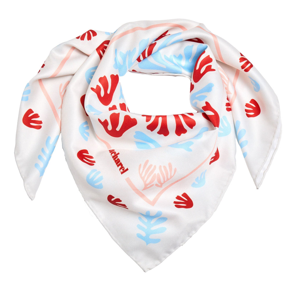 CACHAREL white scarf Vivienne with colorful florist pattern