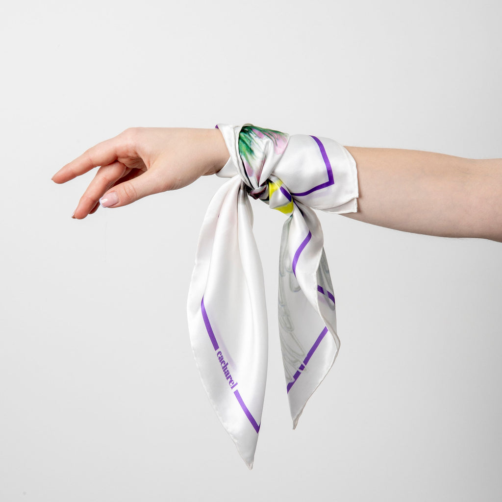 Cacharel Paris | Silk scarf | Madeleine | White | Gift for HER