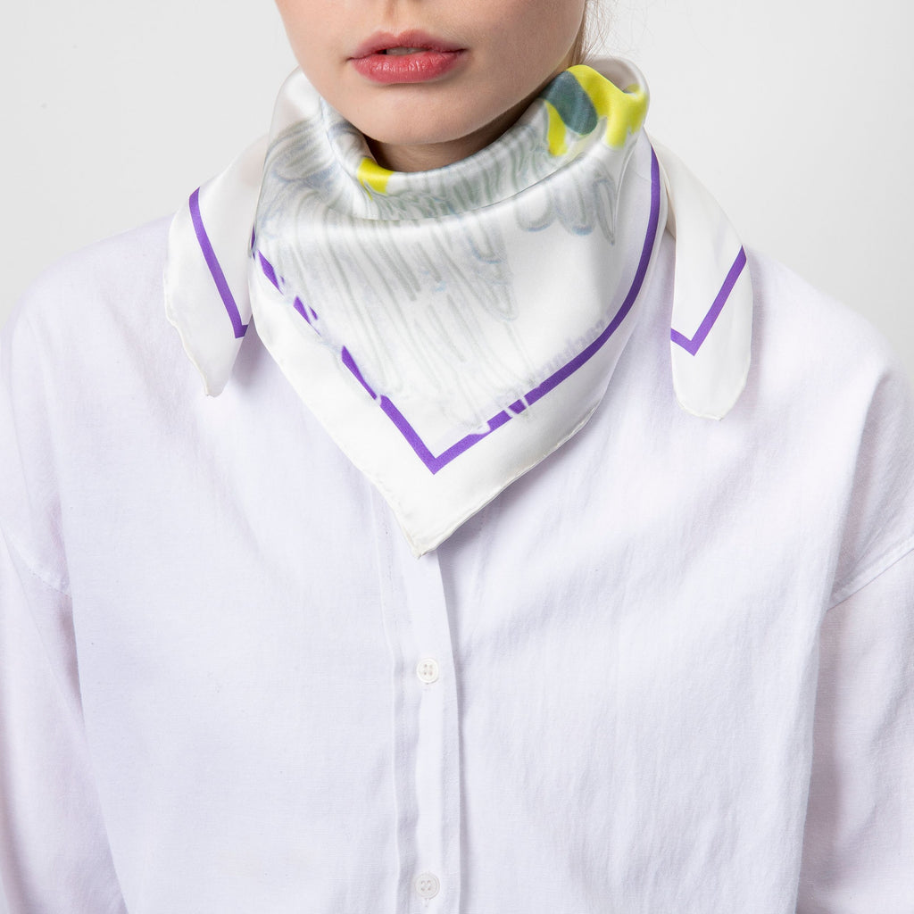 Cacharel Paris | Silk scarf | Madeleine | White | Gift for HER