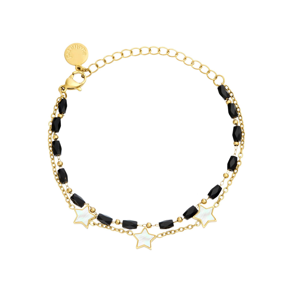 CACHAREL gold-plated steel bracelet Vivienne with black crystal stones