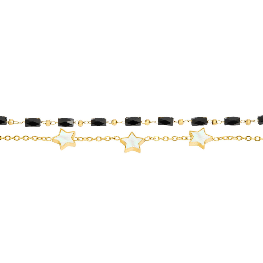 CACHAREL gold-plated steel bracelet Vivienne with black crystal stones