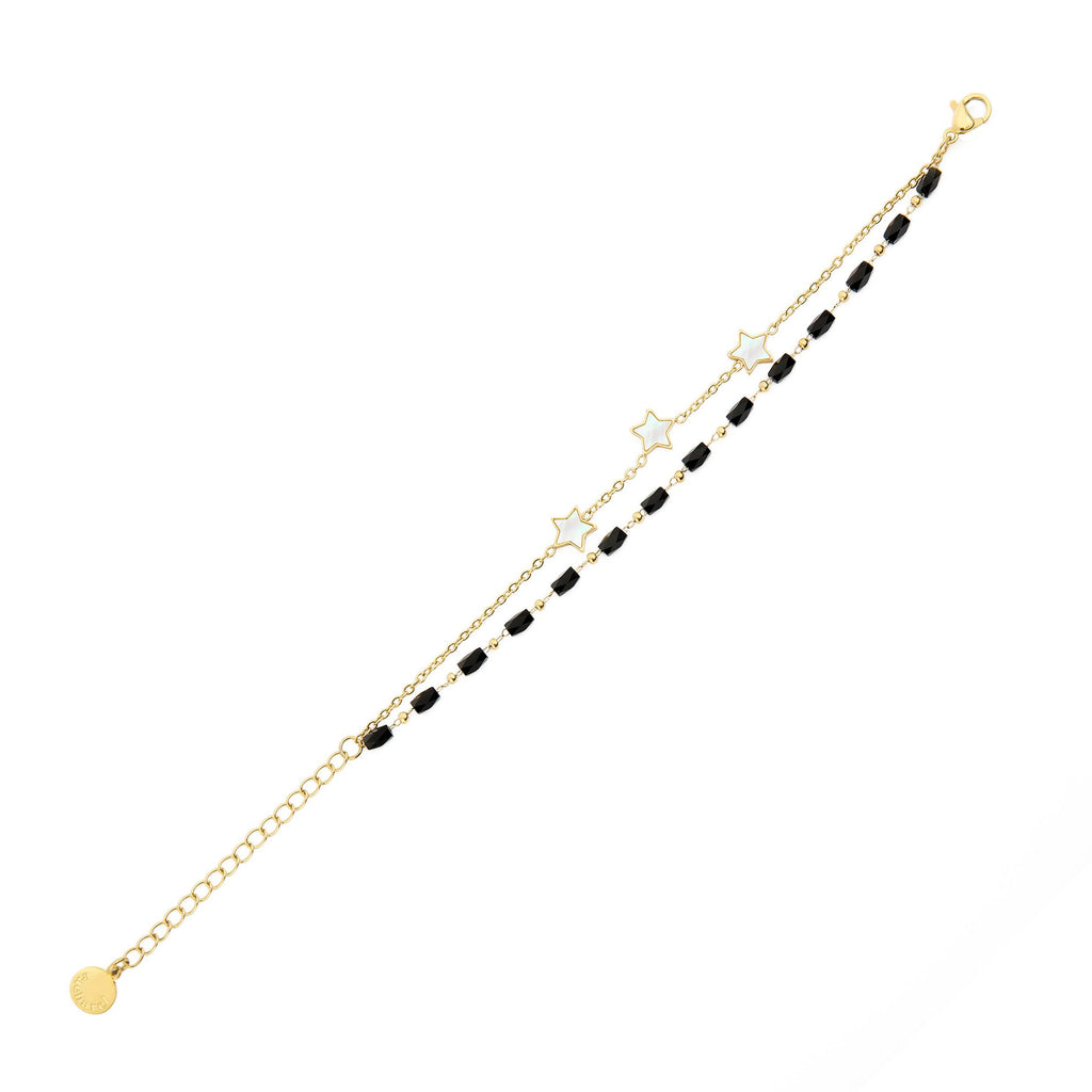 CACHAREL gold-plated steel bracelet Vivienne with black crystal stones