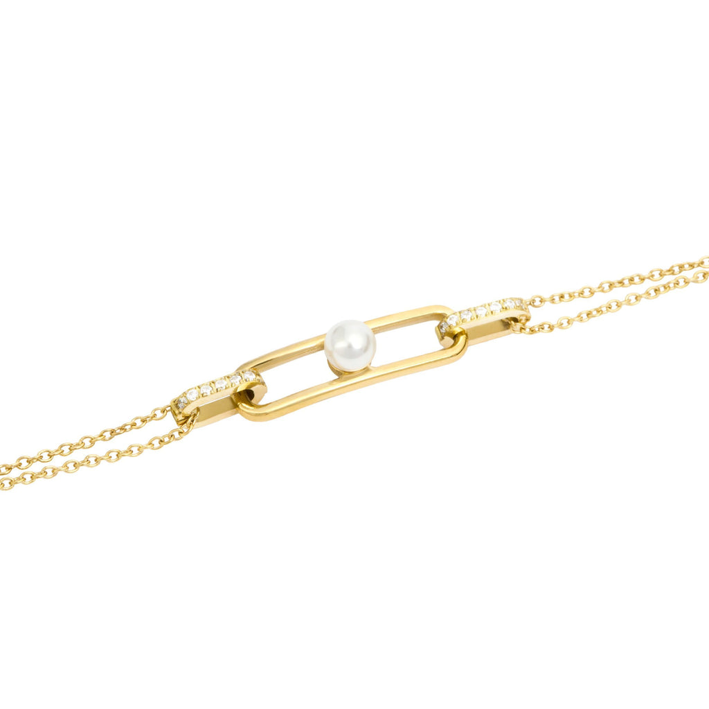 CACHAREL gold-plated steel bracelet Apolline with white glass pearl