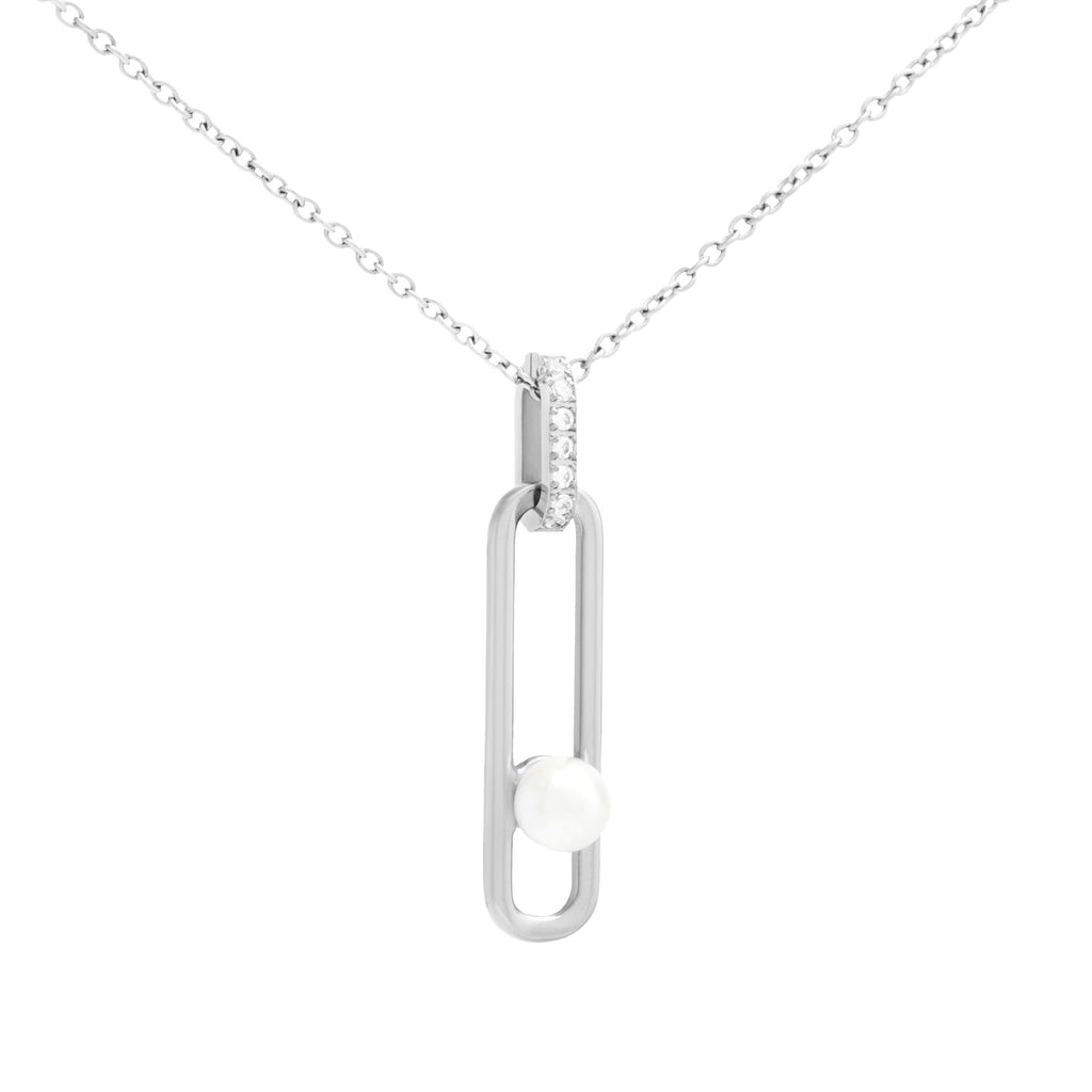 CACHAERL Silver Necklace Apolline with white pearl on pendant