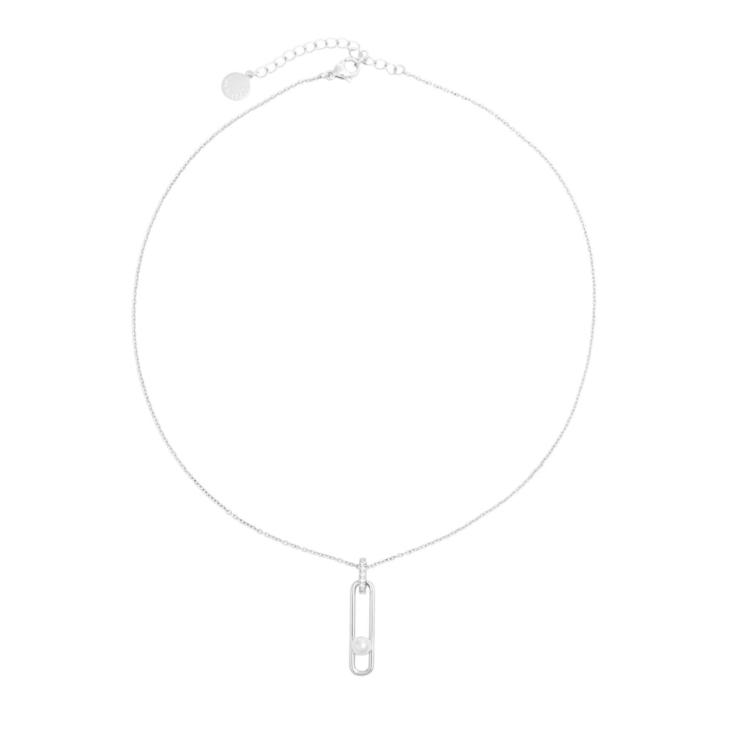 CACHAERL Silver Necklace Apolline with white pearl on pendant