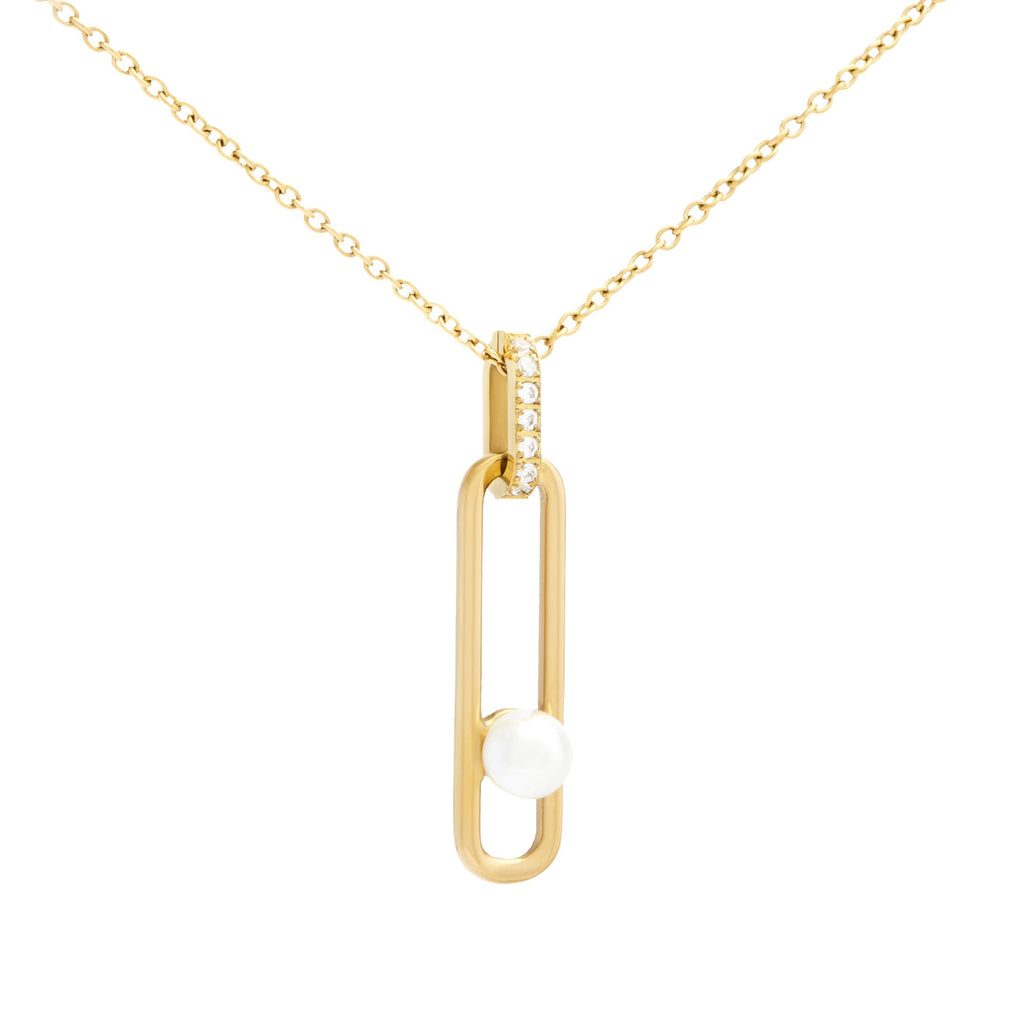 CACHAREL gold-plated steel necklace Apolline with oval shaped pendant