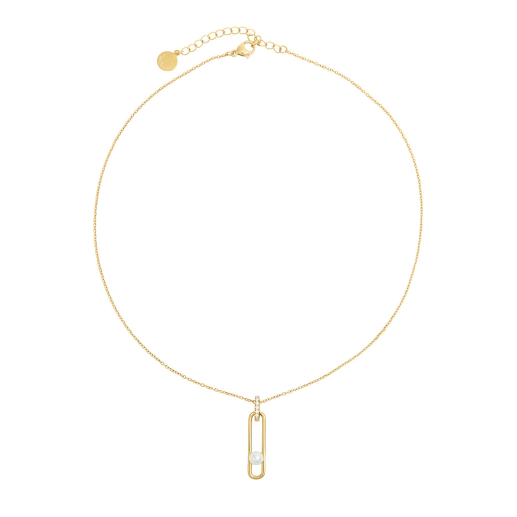 CACHAREL gold-plated steel necklace Apolline with oval shaped pendant