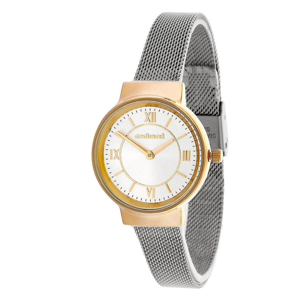  Ladies' watches CACHAREL gold case & silver dial Astrid with mesh band