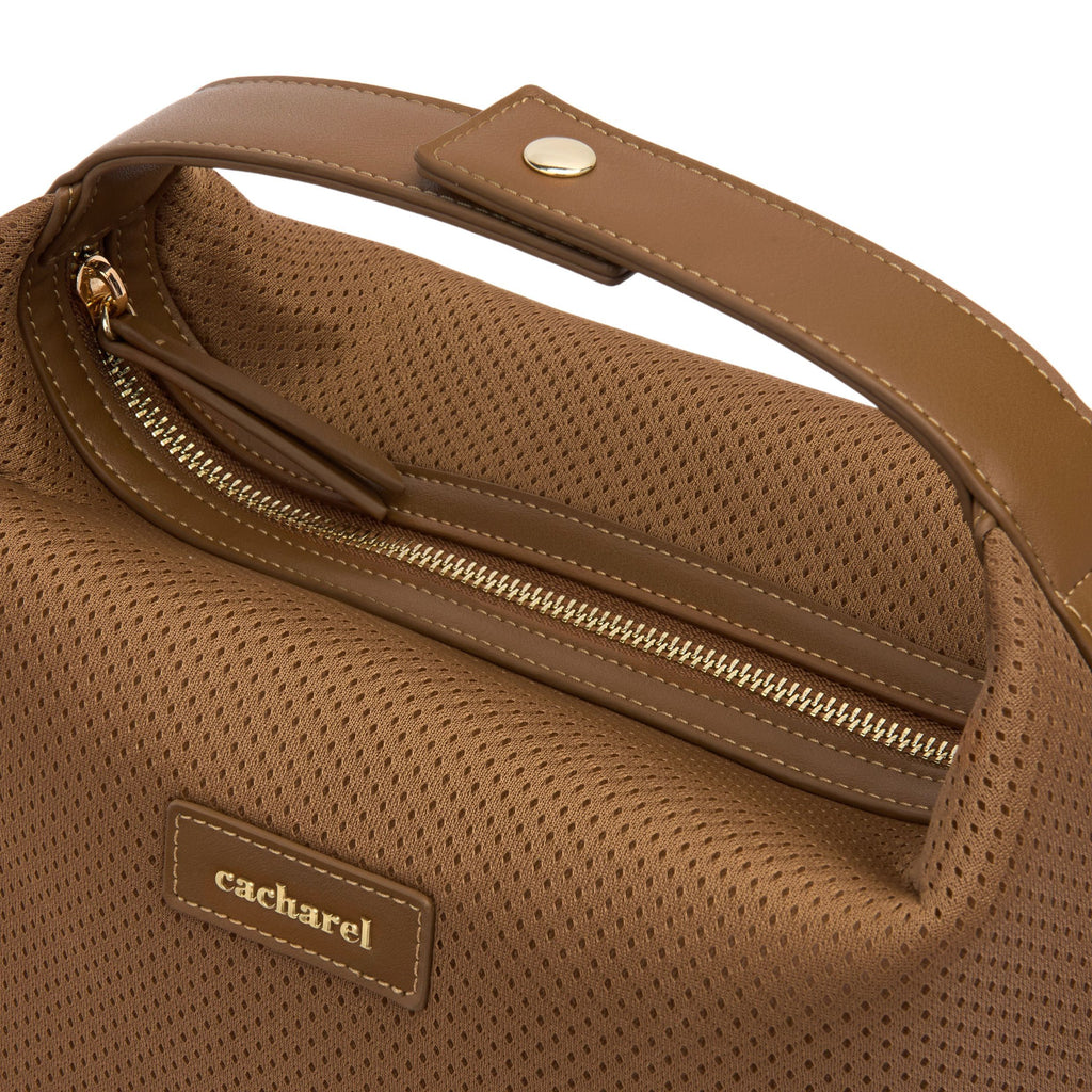 CACHAREL mesh textured travel dressing-case Josephine in camel color