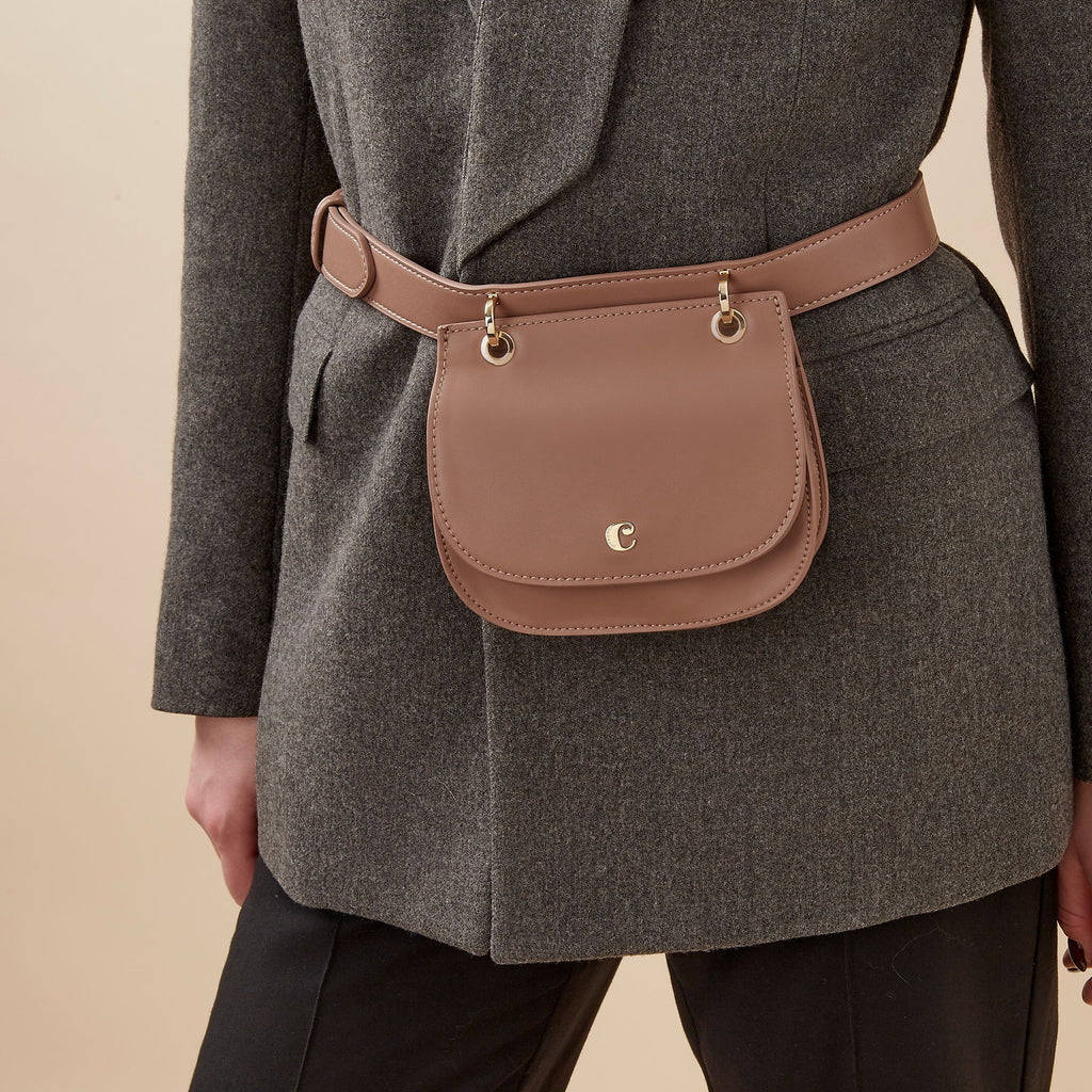 Ladies' designer waist bag CACHAREL Light Brown Waistpack Andrea