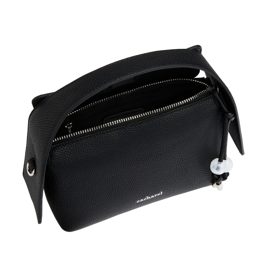 CACHAREL black leather-like lady bag Clementine with zipper closure