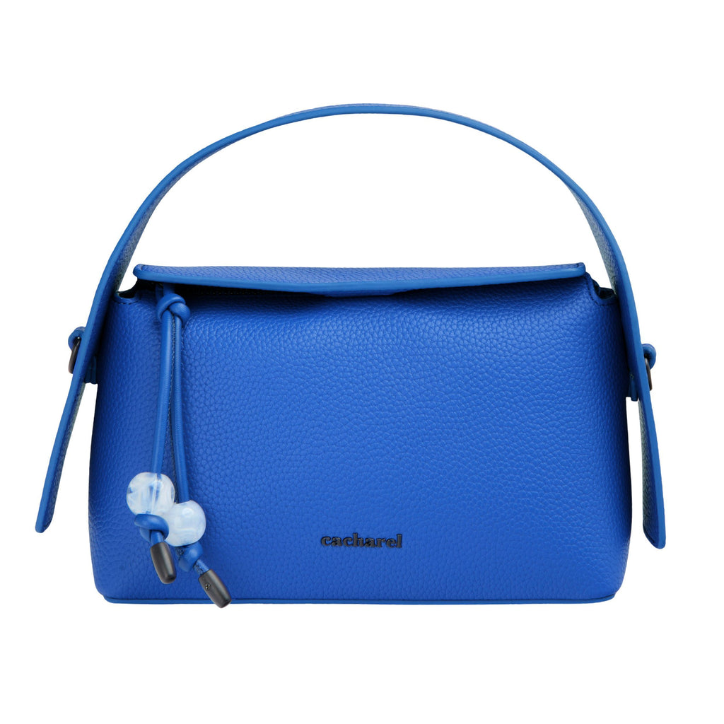 CACHAREL blue textured lady shoulder bag Clementine with metal logo