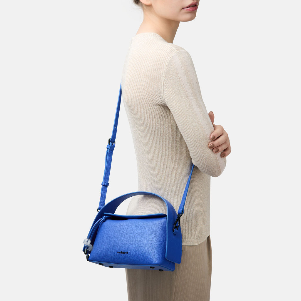 CACHAREL blue textured lady shoulder bag Clementine with metal logo