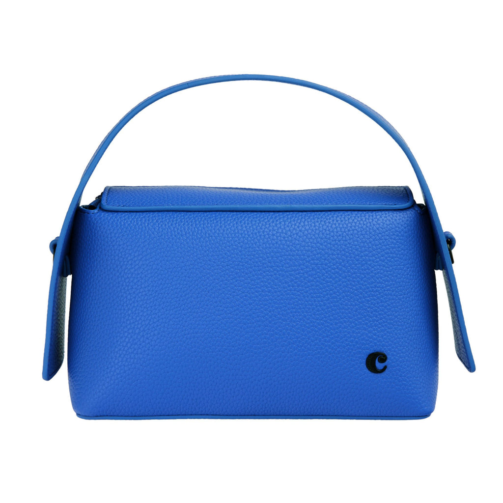 CACHAREL blue textured lady shoulder bag Clementine with metal logo