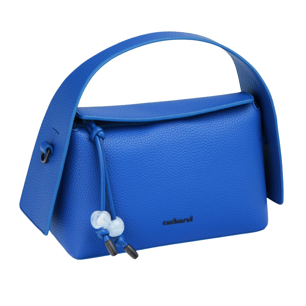 CACHAREL blue textured lady shoulder bag Clementine with metal logo