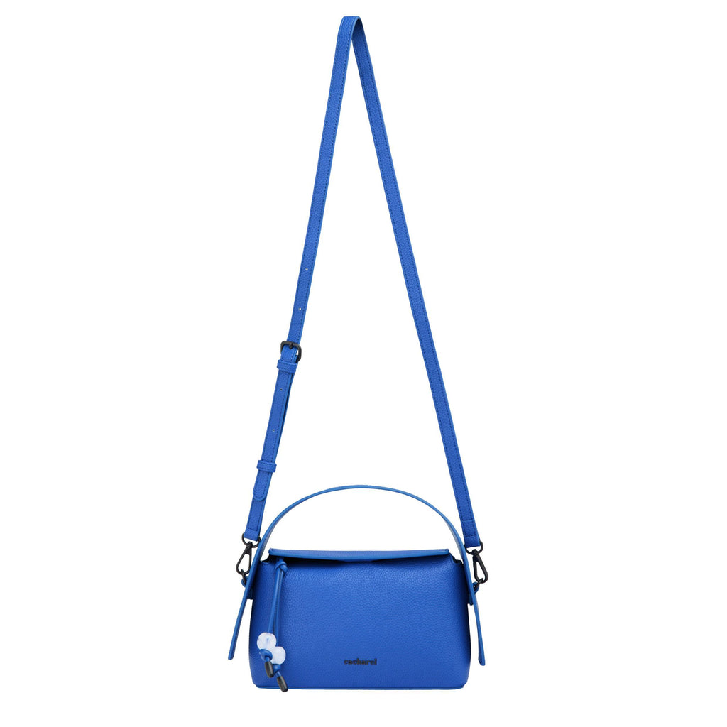 CACHAREL blue textured lady shoulder bag Clementine with metal logo