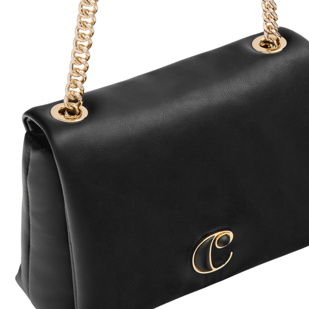 CACHAREL black lady crossbody bag Vivienne with gold plated metal logo