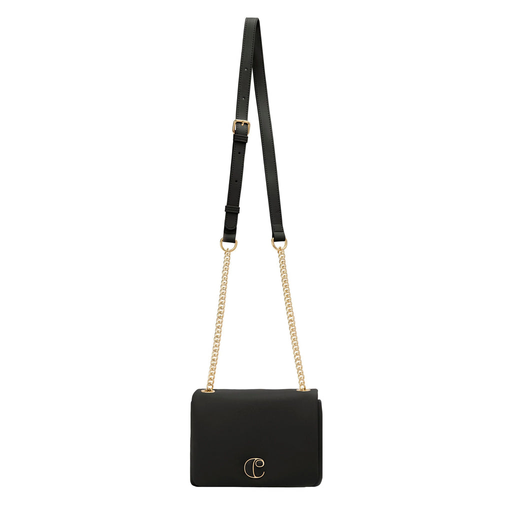 CACHAREL black lady crossbody bag Vivienne with gold plated metal logo