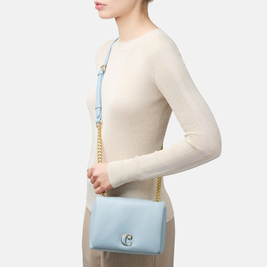 CACHAREL light blue lady crossbody bag Vivienne with metal chain strap