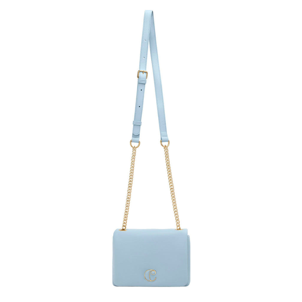 CACHAREL light blue lady crossbody bag Vivienne with metal chain strap