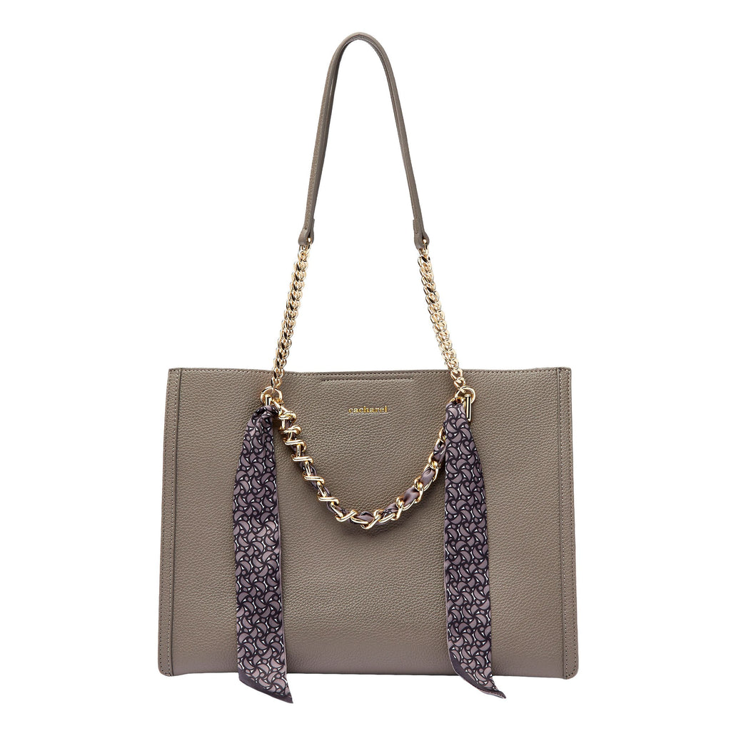 Women's designer tote bags & handbags CACHAREL Taupe Lady bag Amelia 