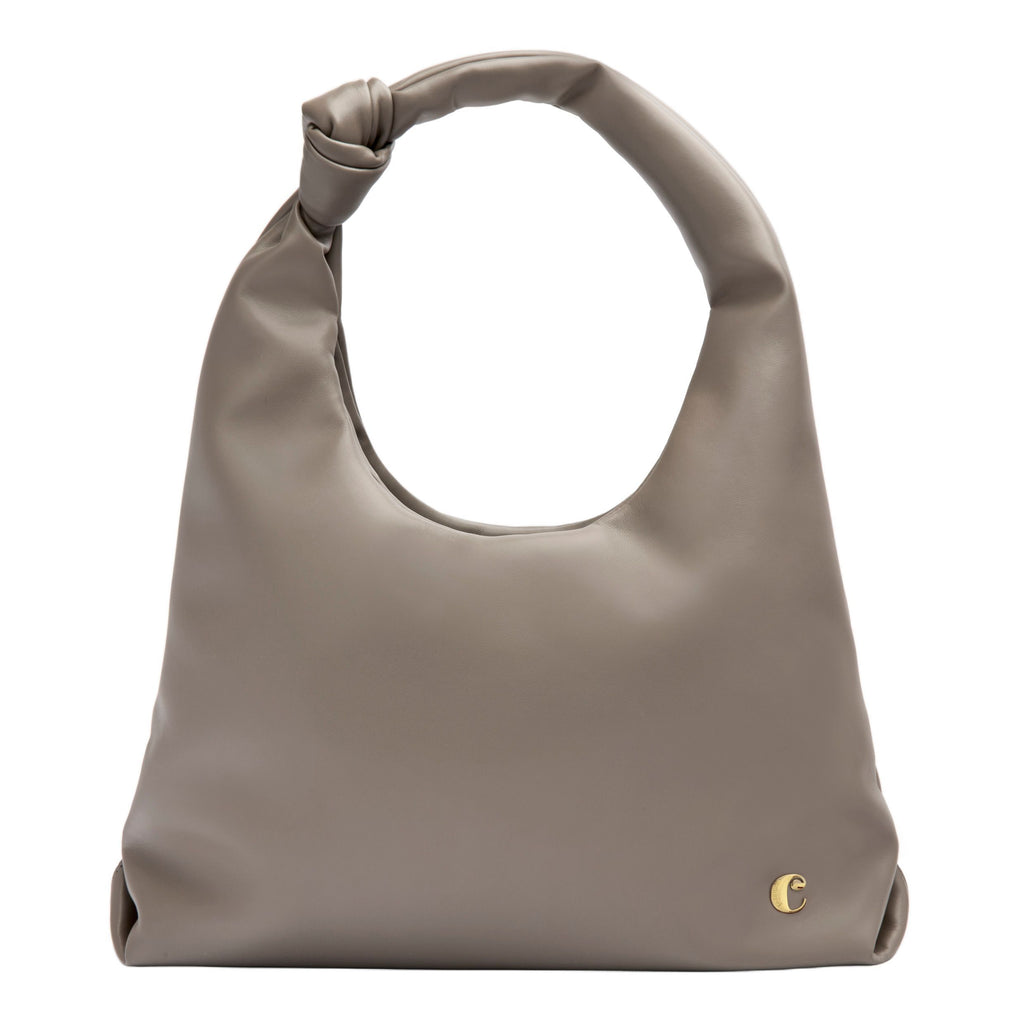 CACHAERL taupe color lady bag Violette with knotted handle & metal logo