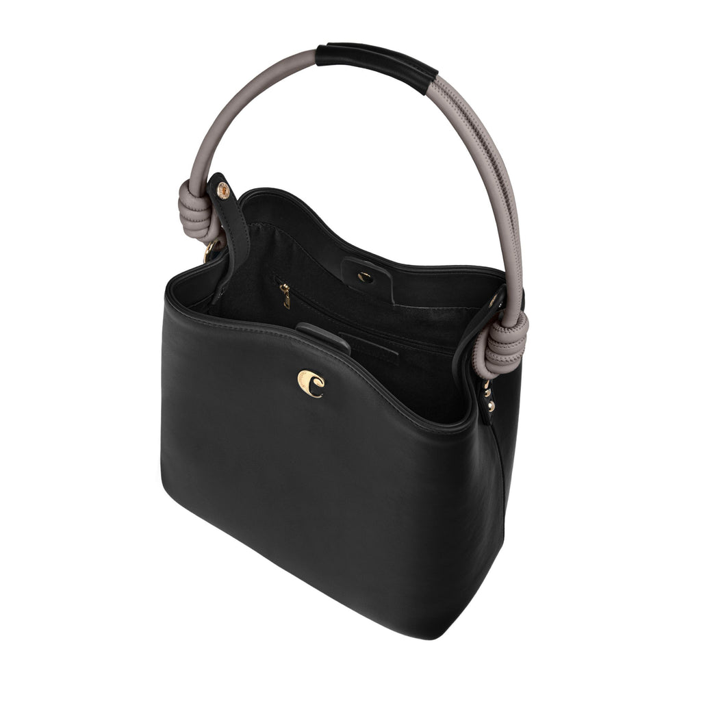 Ladies' handbags CACHAREL Black Lady bag Apolline knot-shaped handle