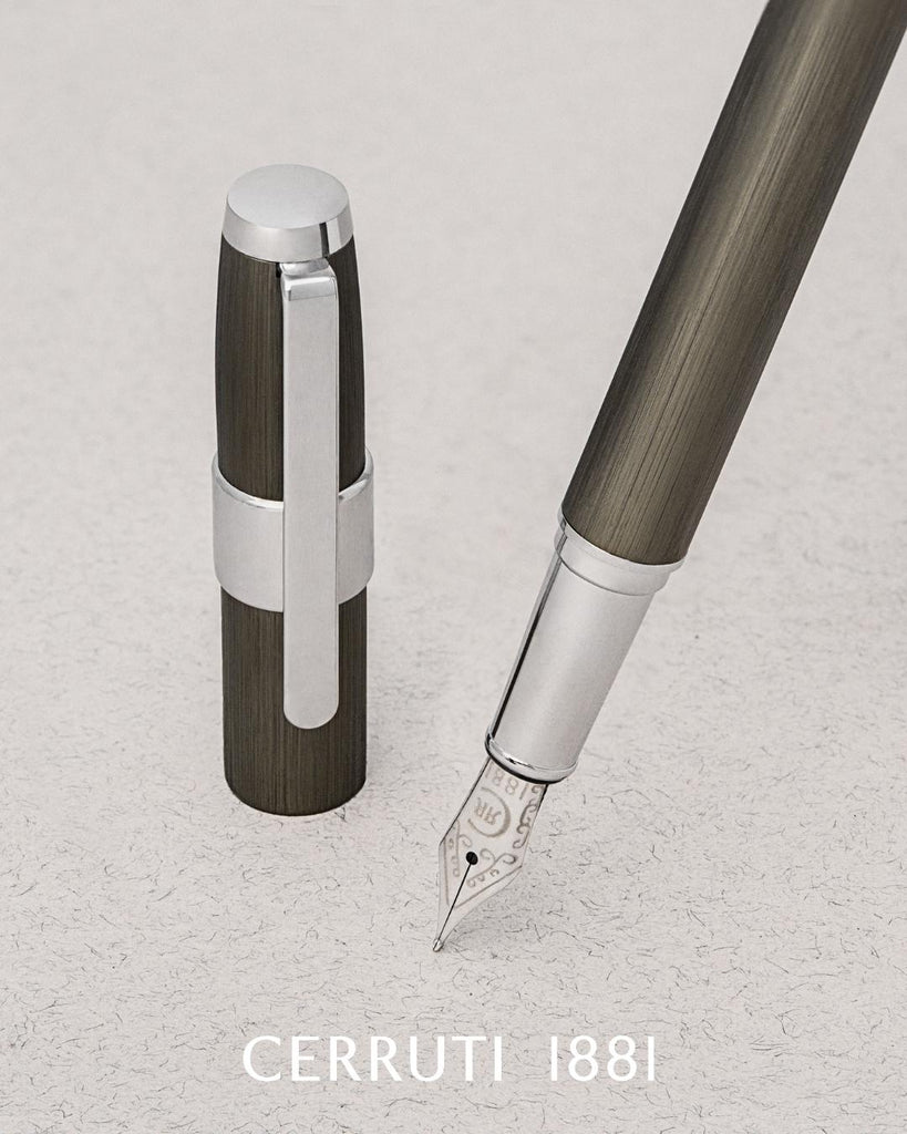 Aluminum pens Cerruti 1881 fountain pen BLOCK with brushed gun texture