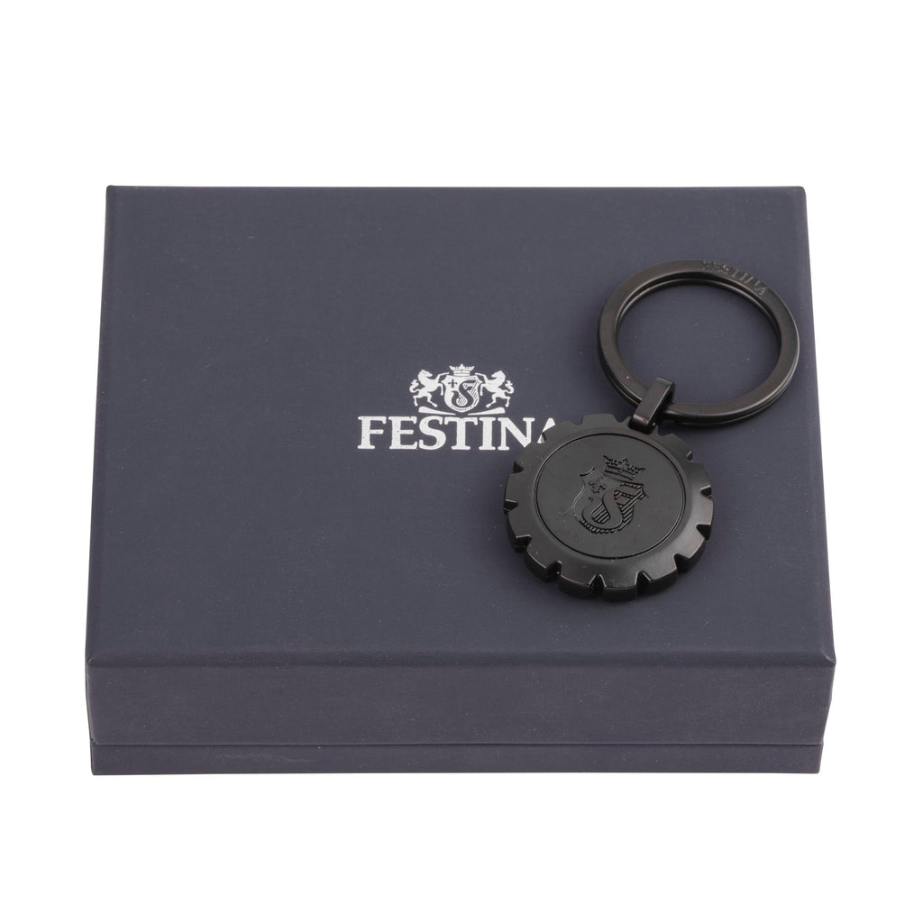 Festina black Key ring Chronobike in watch stop button shape like